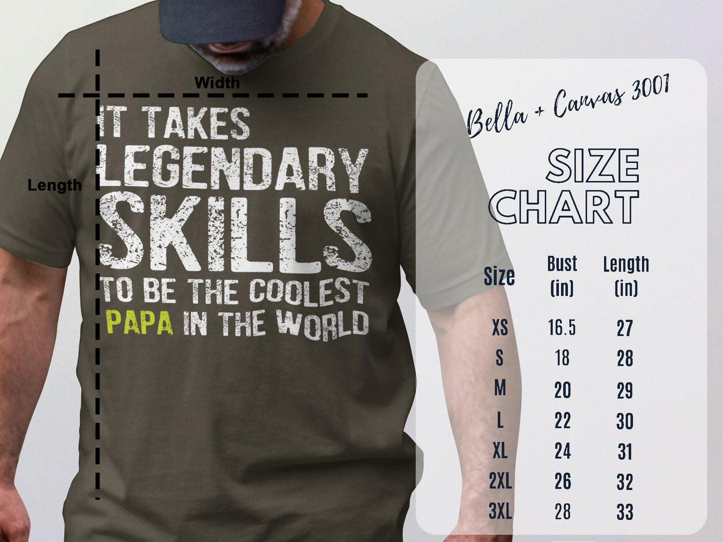 Coolest Papa T-Shirts, Legendary Skills, Gift for Dad, Fathers' Day, Funny Papa