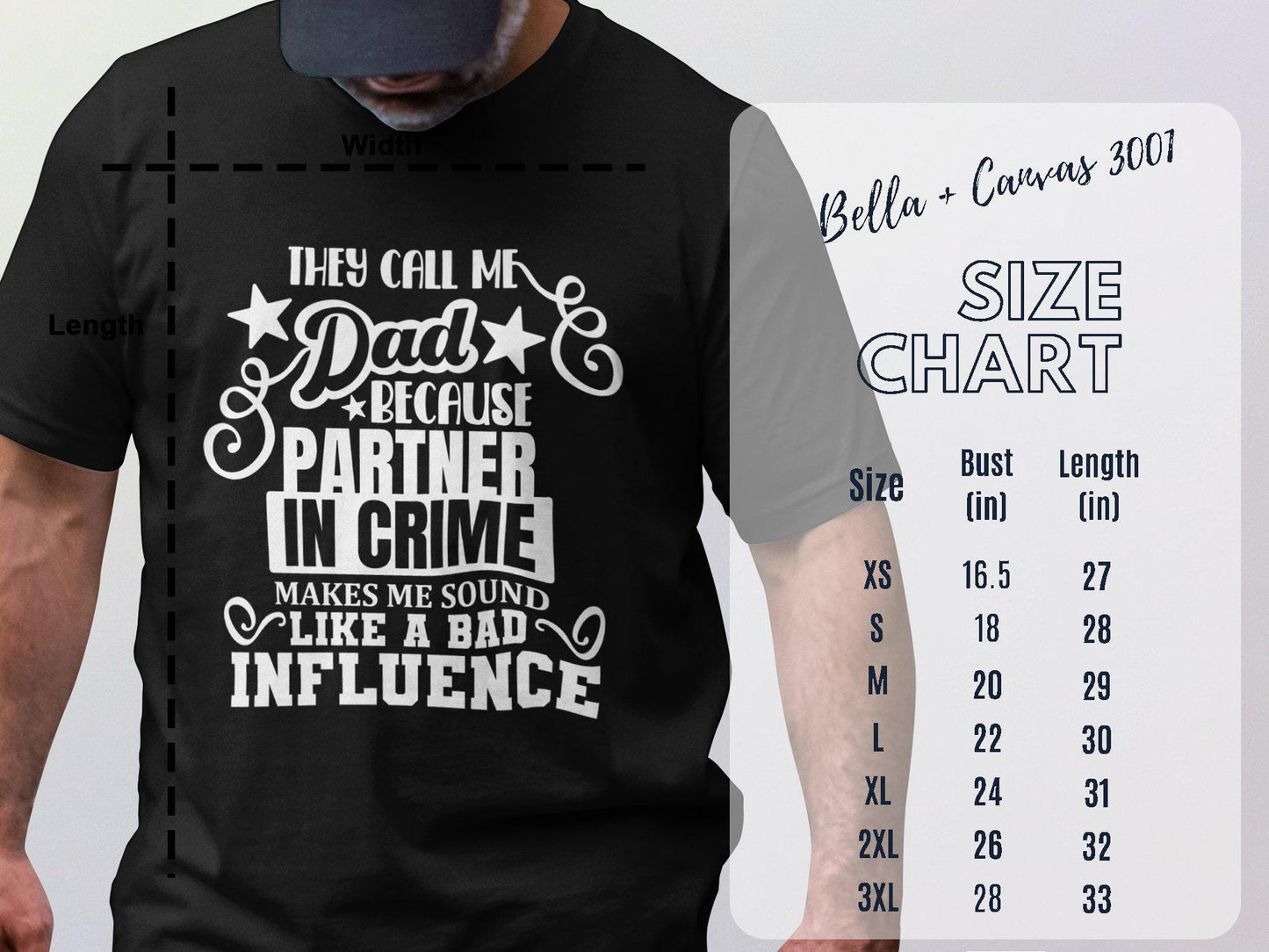 Funny Dad TShirts, Partner In Crime, Bad Influence Dad, Dad Gift T Shirts, Father Day Shirt, Humor Dad Tee, Cool Dad Gift