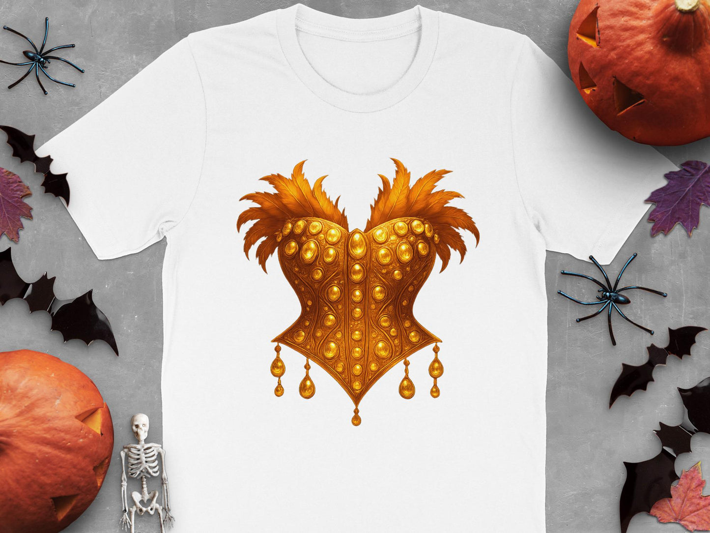 Golden Corset Graphic Tee, Showgirl Costume T-Shirt