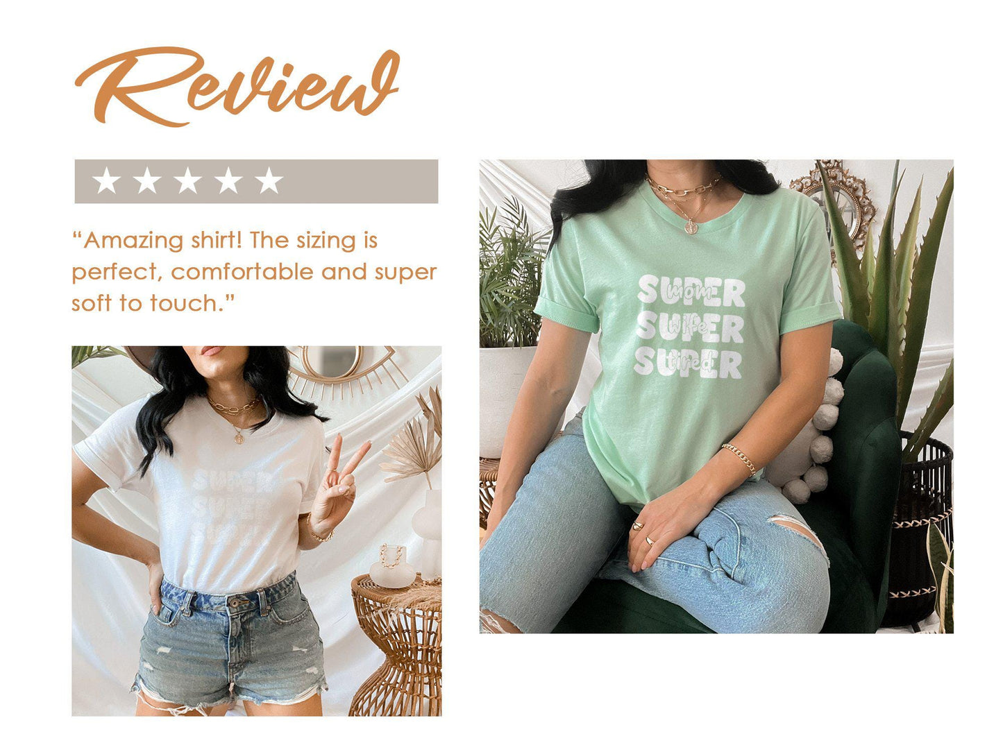 Super Mom Wife Tired T-Shirts, Funny Mother's Day Gift for Mom, Novelty T-Shirts, Cool Mom Shirts