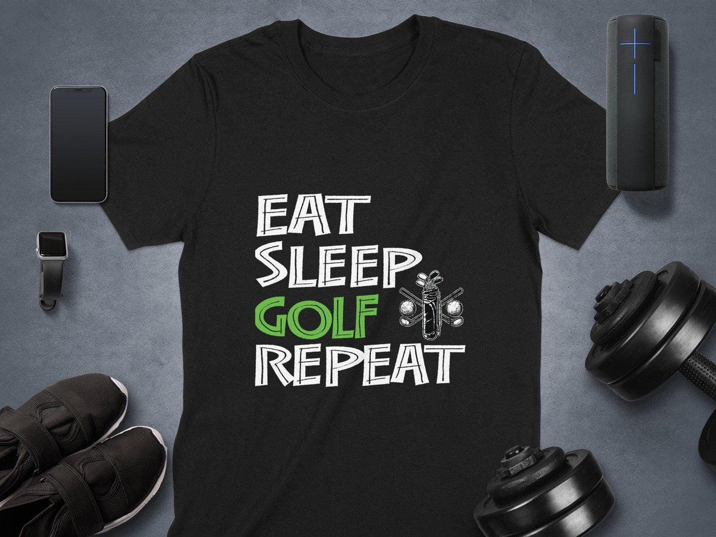 Eat Sleep Golf Repeat T-Shirt: Funny Golfer Dad Gift