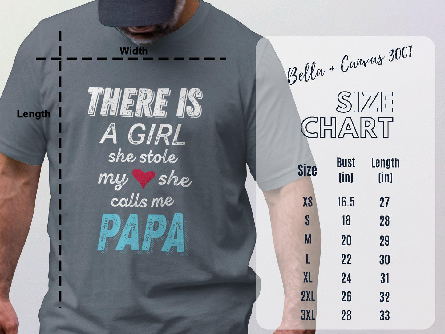 There is a Girl She Stole My Heart Papa T-Shirts, Father's Day, Gift for Dad, Love Papa, Daddy Tee, Loving Father T Shirts