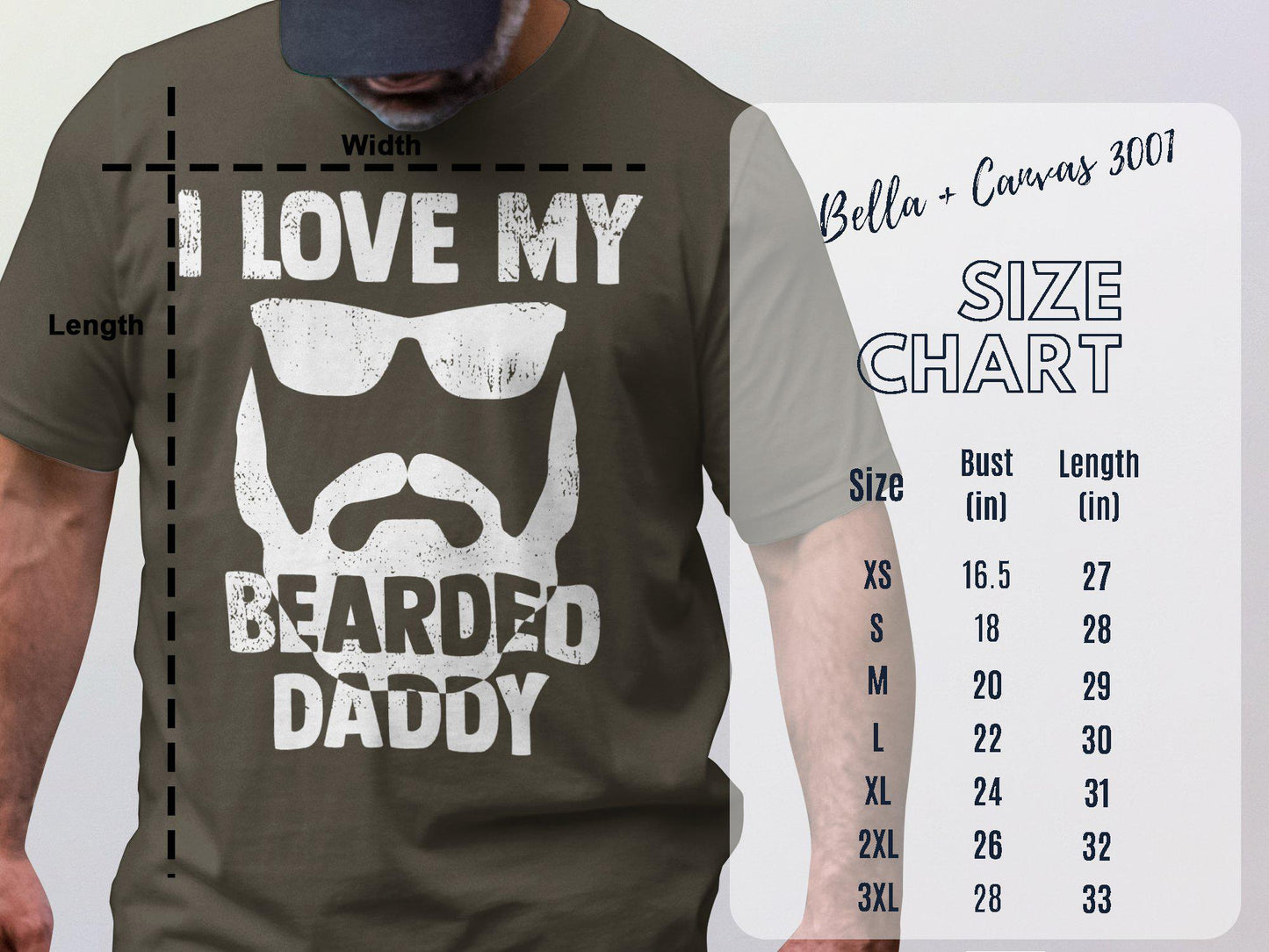 Bearded Daddy T-Shirts, I Love My Bearded Daddy, Gift for Dad, Fathers Day T-Shirts, Cool Dad Tee, Funny Dad Shirt, Dad with Beard