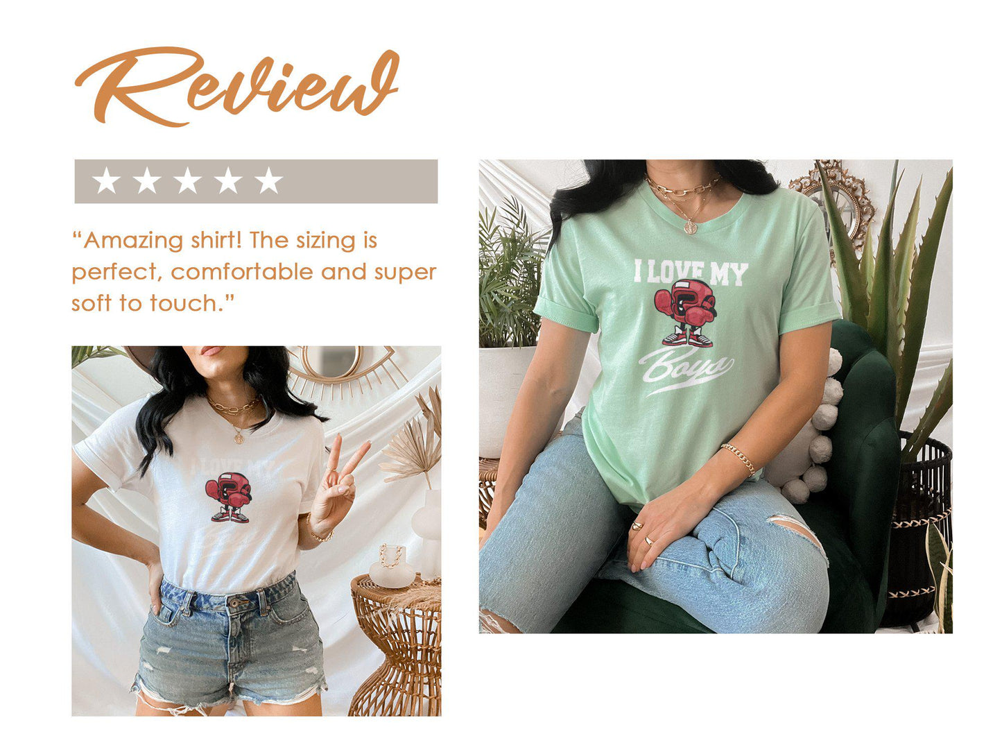 Boxing Mom T-Shirt: I Love My Boys, Sports Mom Tee