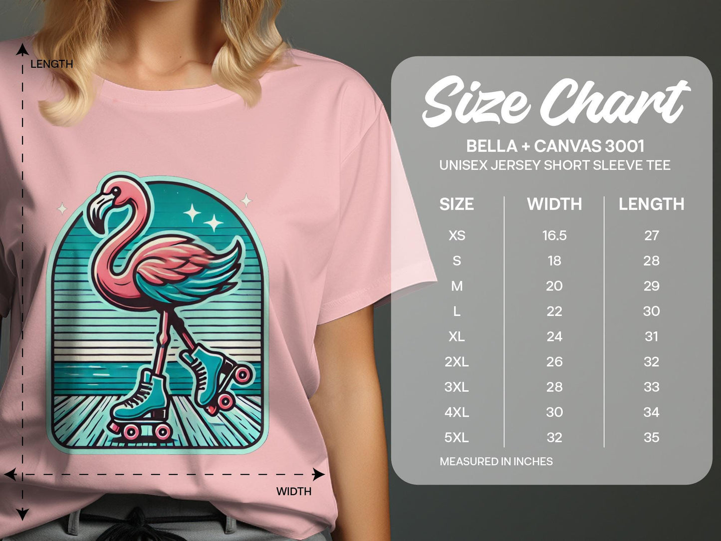 Retro Roller Flamingo T-Shirt, Fun Unique Design