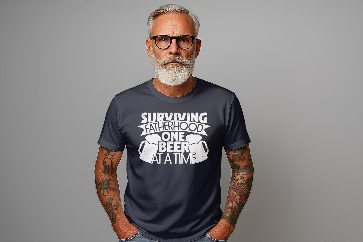 Surviving Fatherhood T-Shirt: Funny Beer Lover Dad Tee