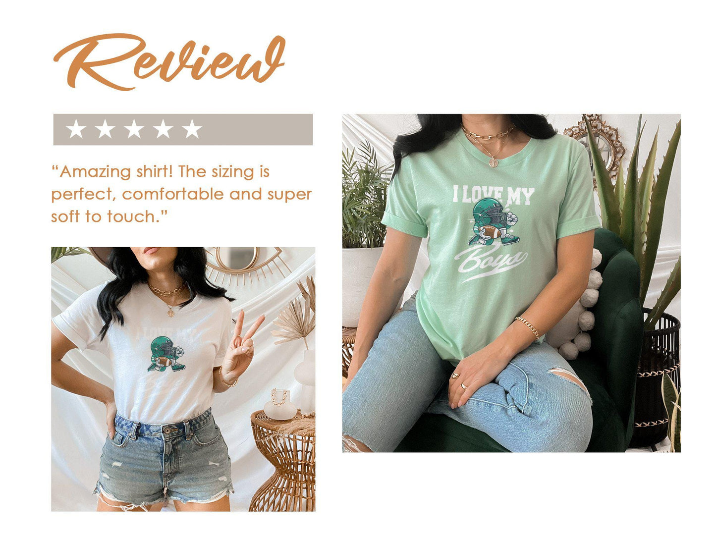 I Love My Boys Football Mom T-Shirt: Sports Fan Apparel