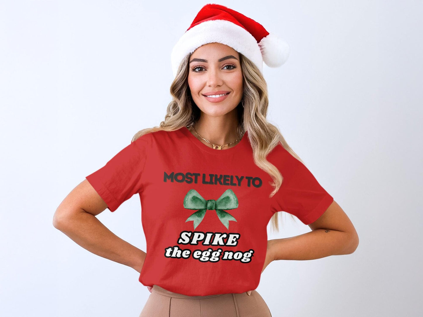 Funny Holiday Sweatshirt, Likely to Spike Eggnog, Christmas Party Tee