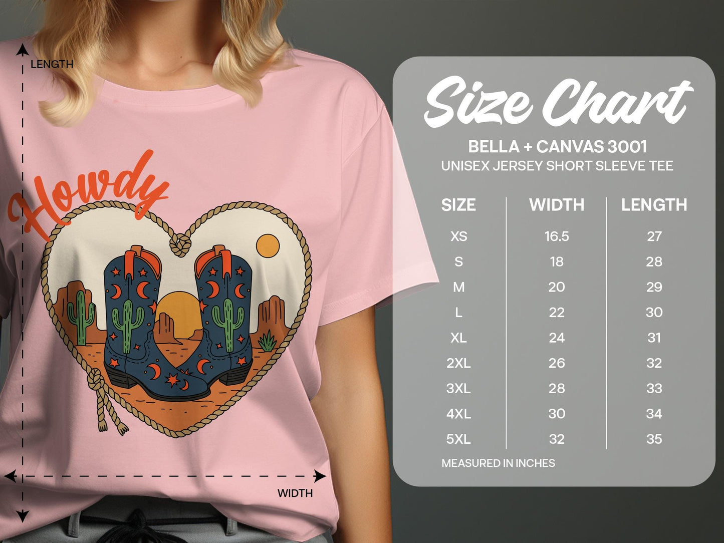 Howdy Cowboy Boots T-Shirt, Western Cactus Heart Tee