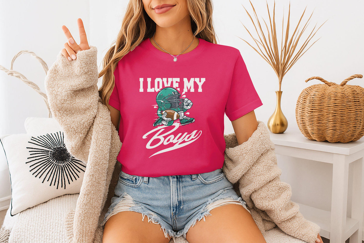 I Love My Boys Football Mom T-Shirt: Sports Fan Apparel