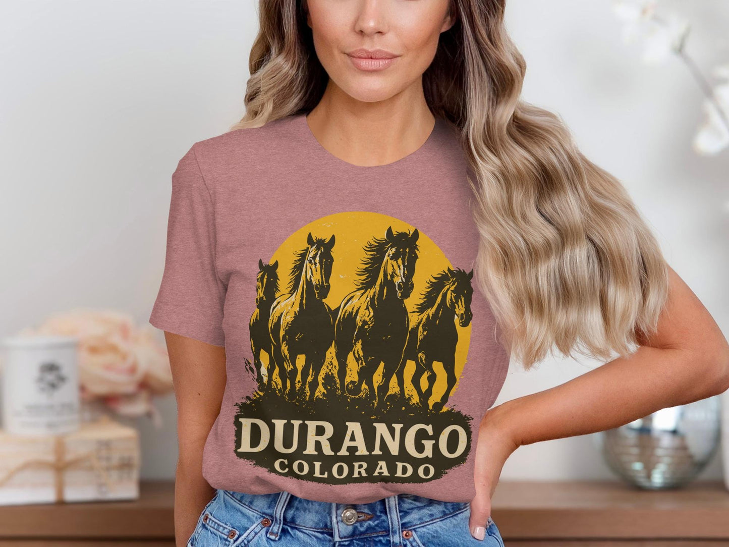 Durango Colorado Horses Graphic Tee, Wild West Unisex Shirt