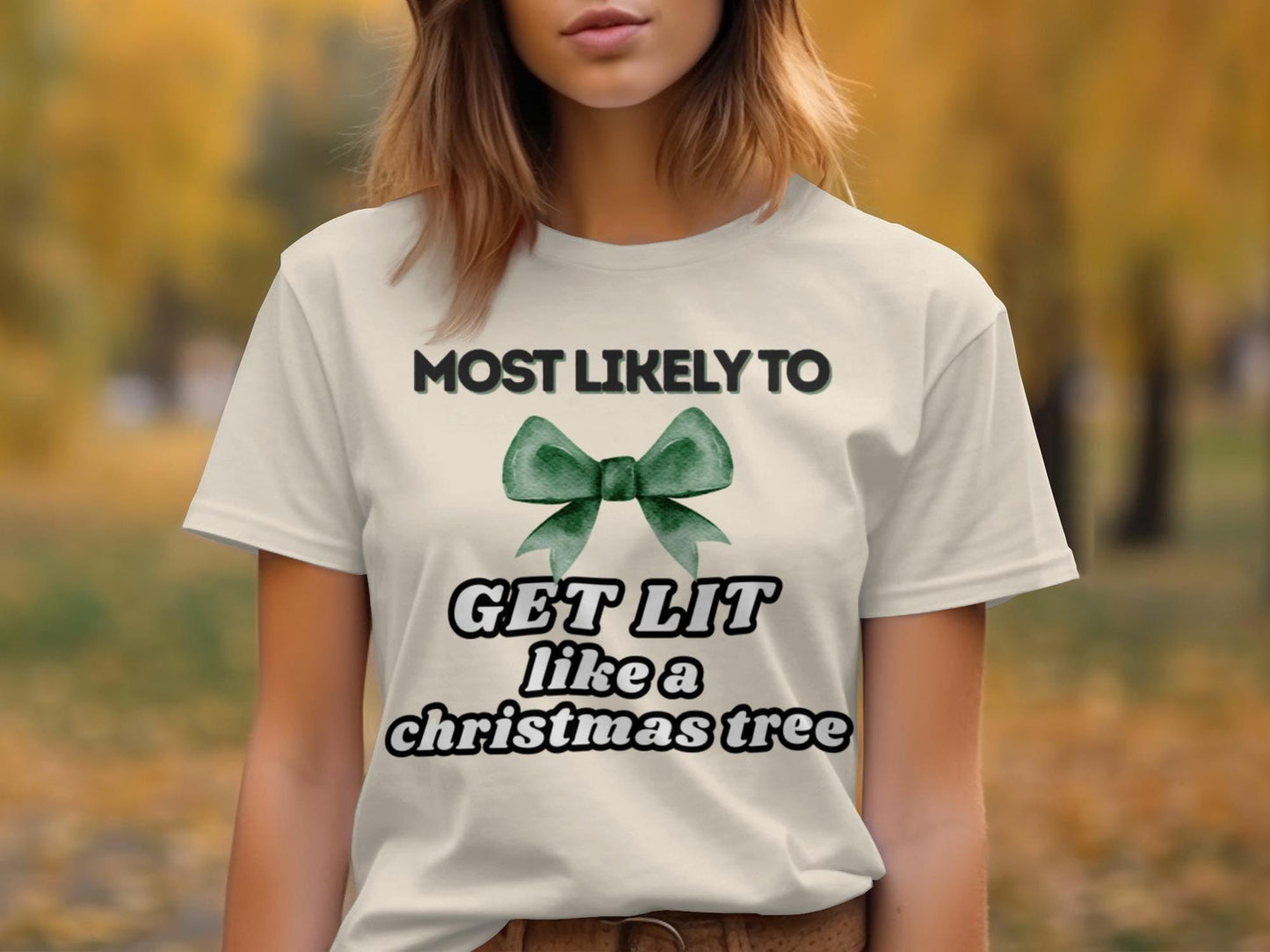 Funny Christmas T-Shirt, Most Likely To Get Lit Tee