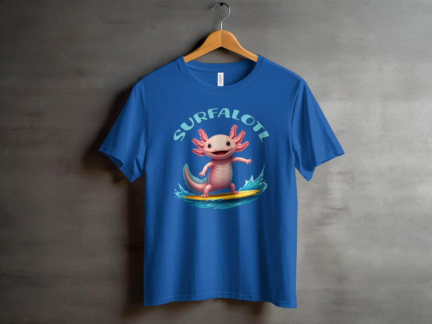 Surfalotl Axolotl T-Shirt, Funny Surfing Sea Creature Tee