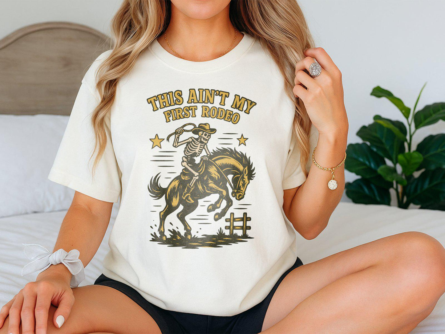 This Ain't My First Rodeo Skeleton Cowboy Graphic Tee