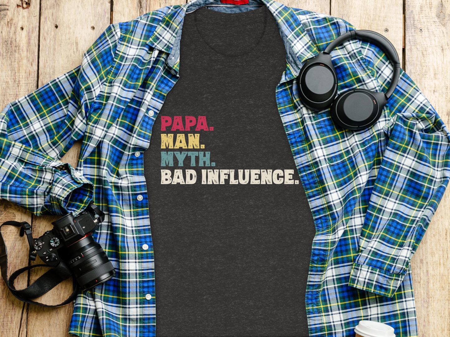 Papa Man Myth Bad Influence T-Shirt, Funny Father's Day Gift