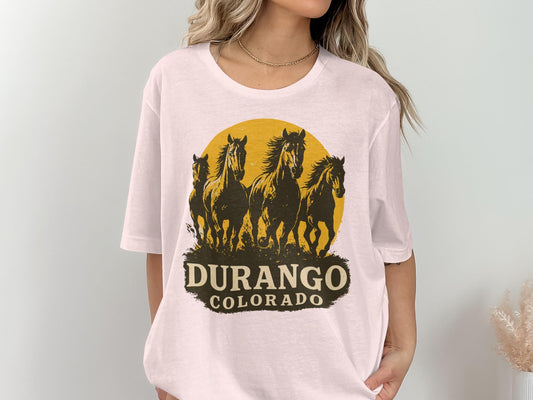 Durango Colorado Horses Graphic Tee, Wild West Unisex Shirt