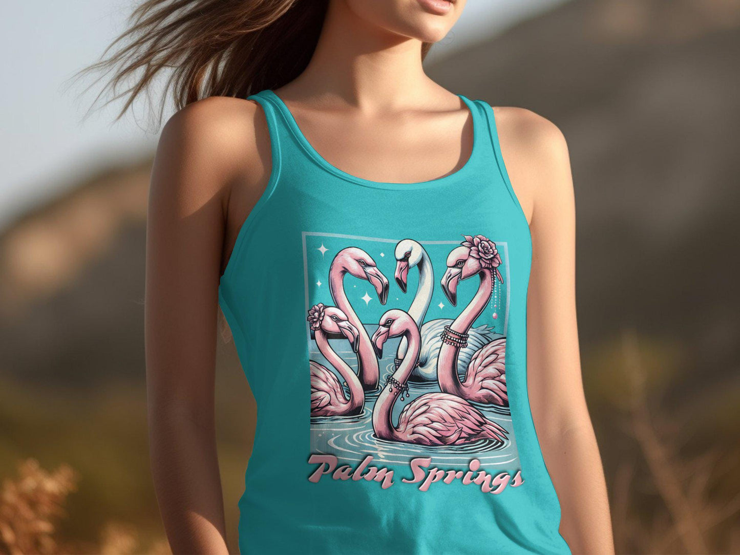 Flamingo Graphic Tee: Palm Springs Artistic Bird Beach Shirt