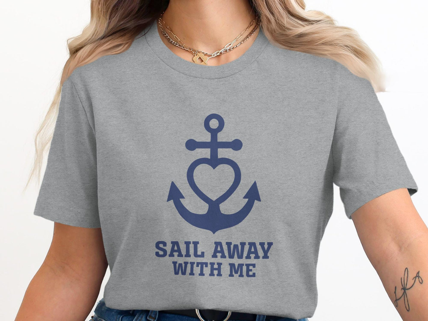 Nautical Anchor Heart T-Shirt, Ocean Lover Gift
