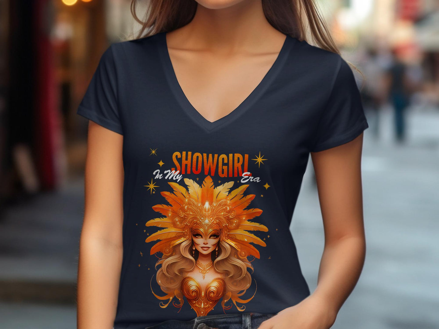 In My Showgirl Era T-Shirt, Burlesque Diva Tee, Feathered Headdress, Carnival Star Shirt, Vintage Showgirl Apparel, Glamorous Pop Star Top