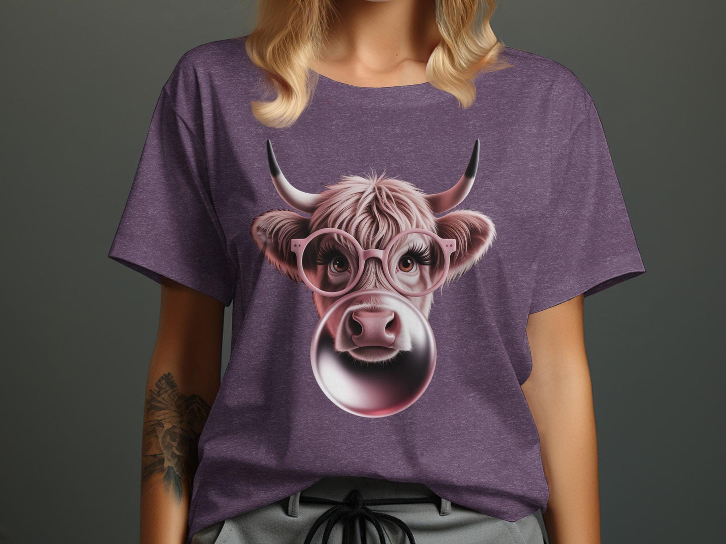 Bubble Gum Cow T-Shirt, Funny Animal Graphic Tee
