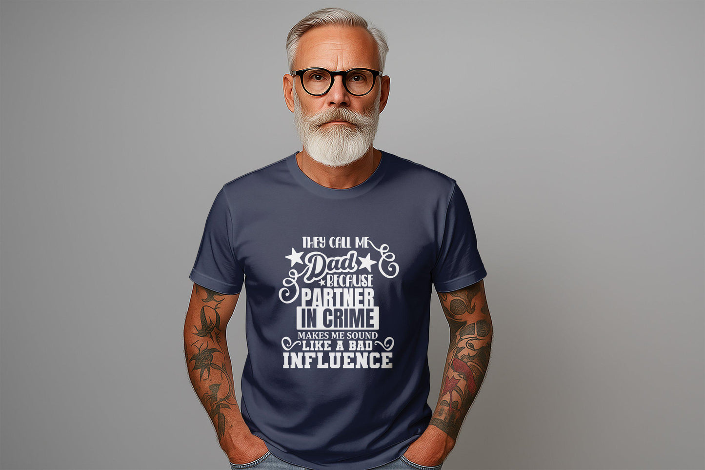 Funny Dad TShirts, Partner In Crime, Bad Influence Dad, Dad Gift T Shirts, Father Day Shirt, Humor Dad Tee, Cool Dad Gift
