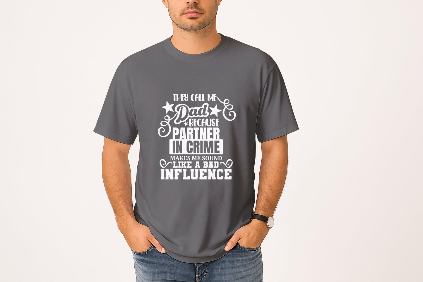 Funny Dad TShirts, Partner In Crime, Bad Influence Dad, Dad Gift T Shirts, Father Day Shirt, Humor Dad Tee, Cool Dad Gift