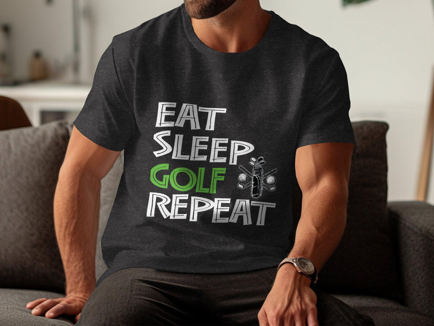 Eat Sleep Golf Repeat T-Shirt: Funny Golfer Dad Gift