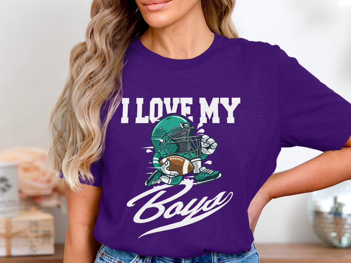 I Love My Boys Football Mom T-Shirt: Sports Fan Apparel