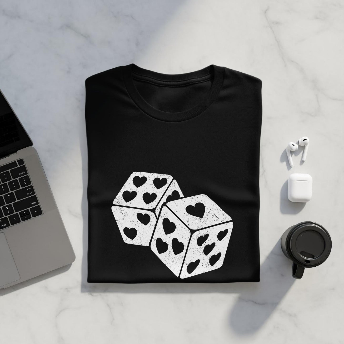 Heart Dice Graphic T-Shirt, Valentine's Day Gift