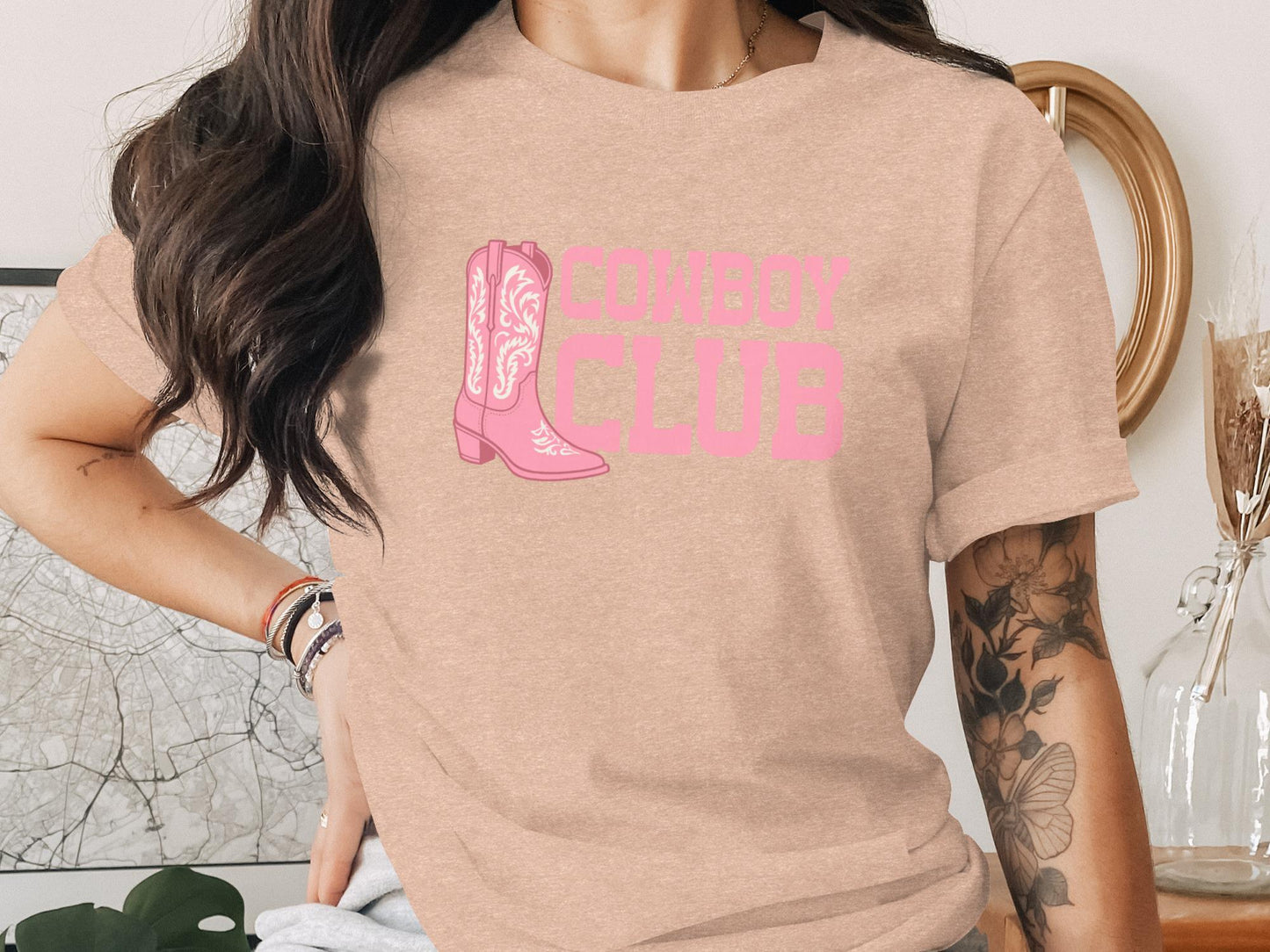 Pink Cowboy Club T-Shirt, Rodeo Western Graphic Tee