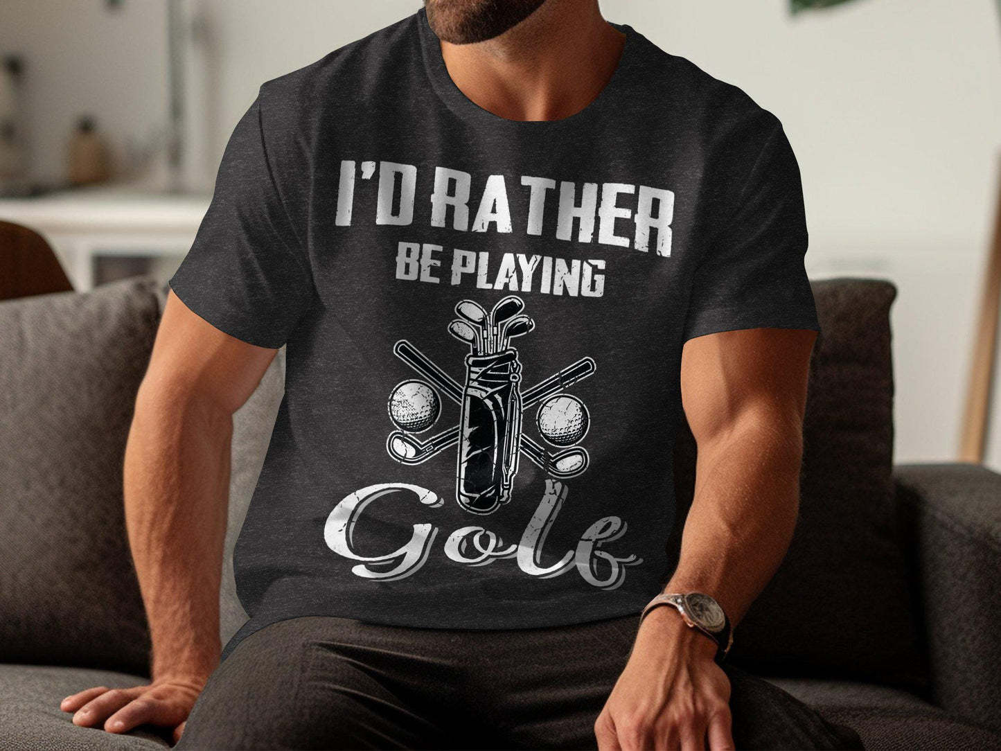 I'd Rather Be Playing Golf T-Shirts, Gift for Dad, Funny Golf Shirt, Golf Lover Tees, Fathers' Day Gift