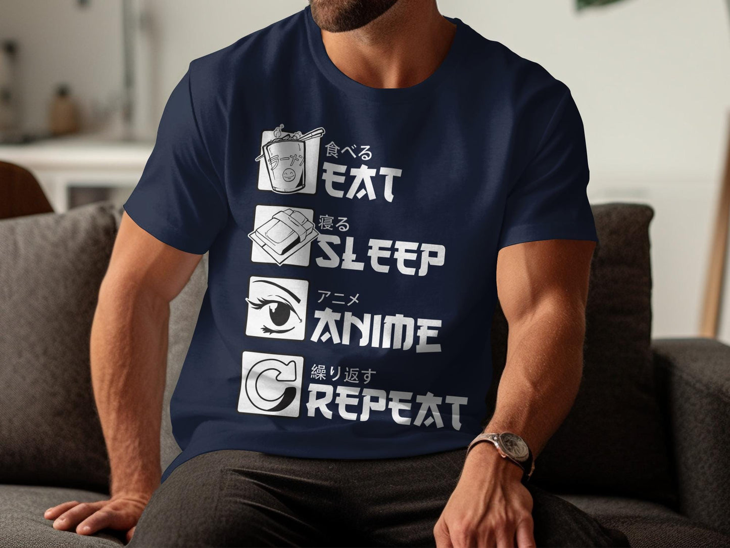 Eat Sleep Anime Repeat T-Shirt, Otaku Graphic Tee