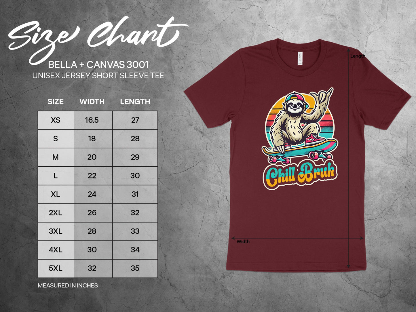 Funny Sloth Skateboard Graphic Tee: Retro Chill Bruh Design