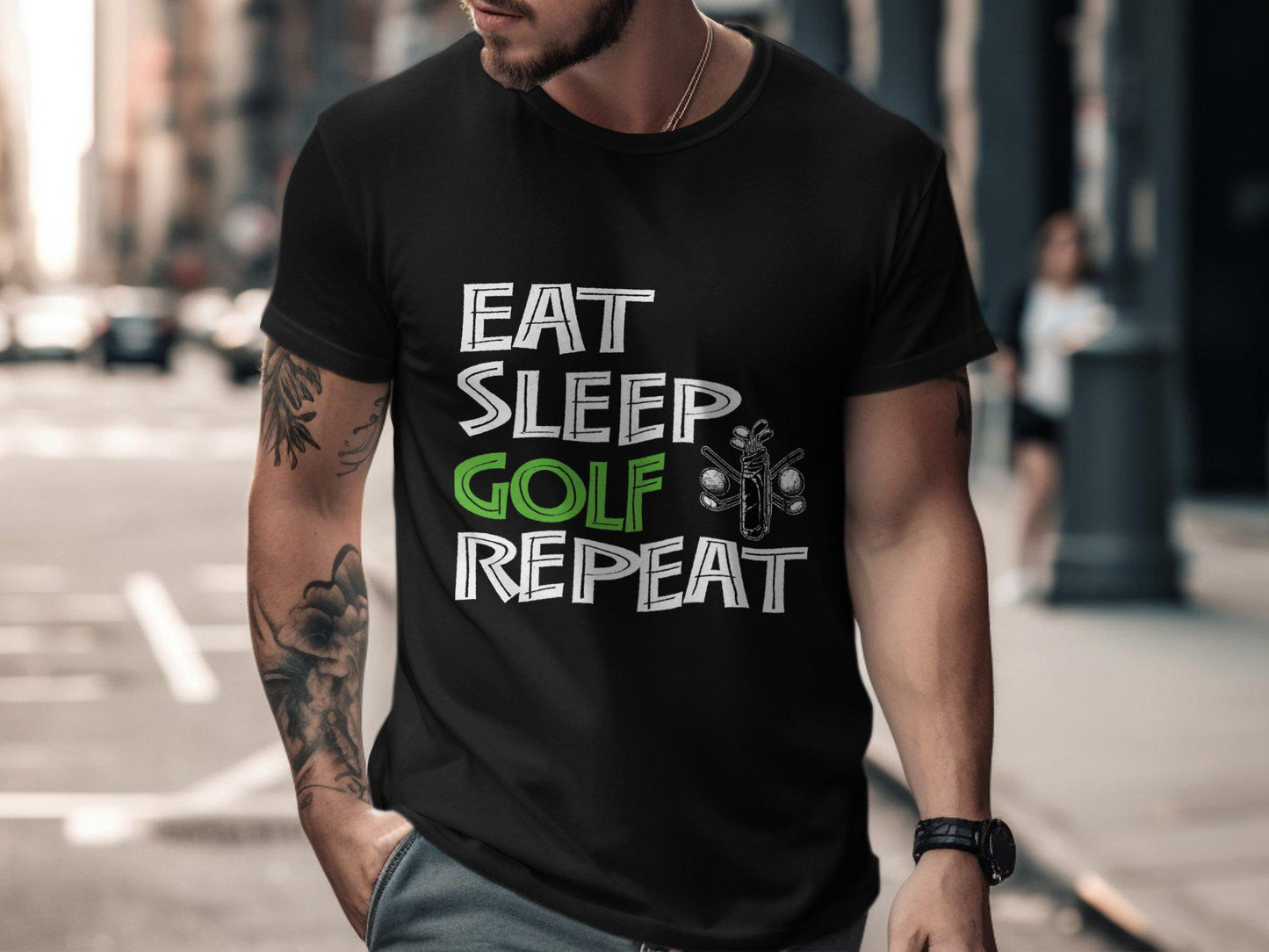 Eat Sleep Golf Repeat T-Shirt: Funny Golfer Dad Gift