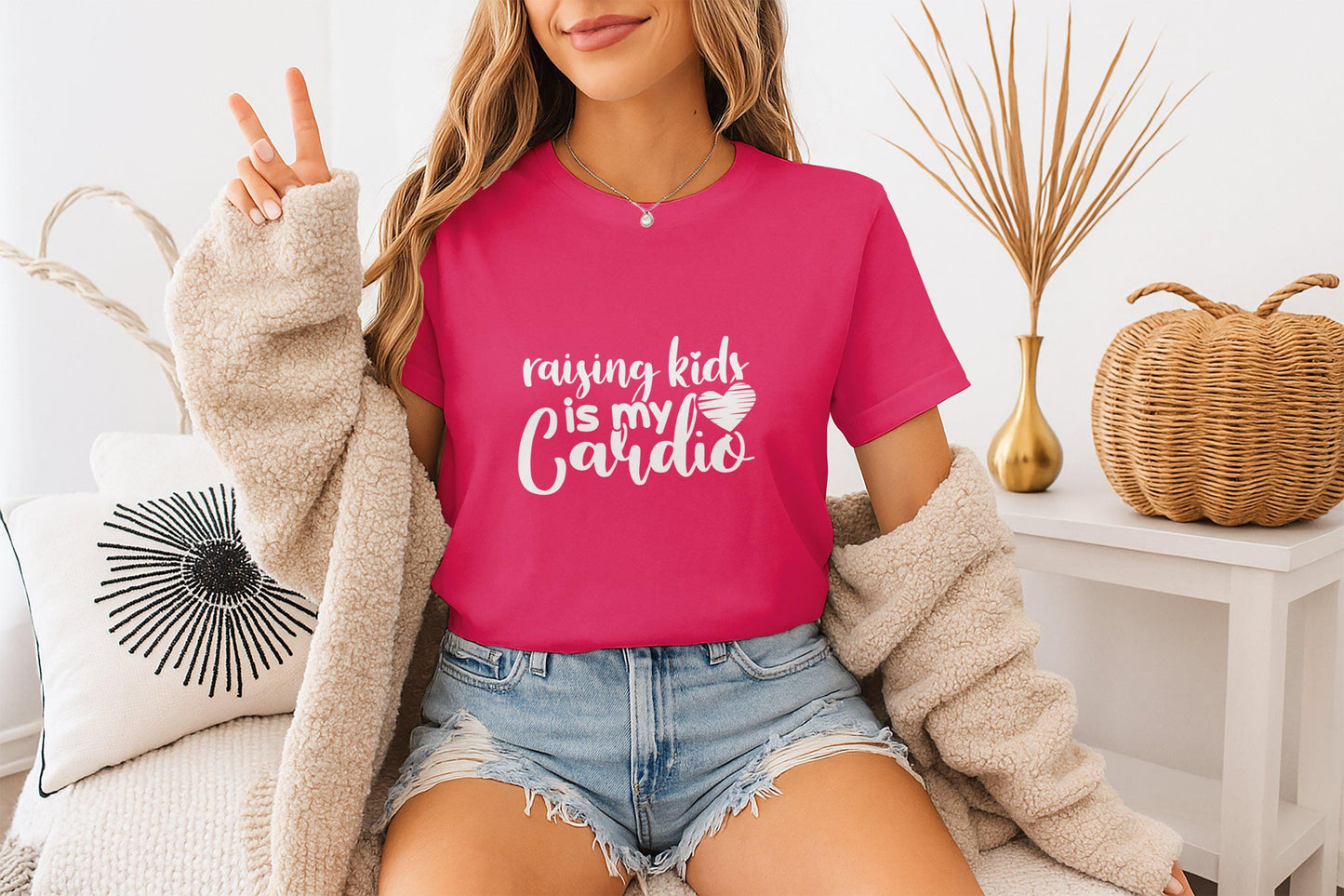 Raising Kids is My Cardio T-Shirts, Mom Life T-Shirts, Gift for Mom, Mothers Day, Mama Bear T-Shirts, New Mom Gift, Mom Cardio T-Shirts