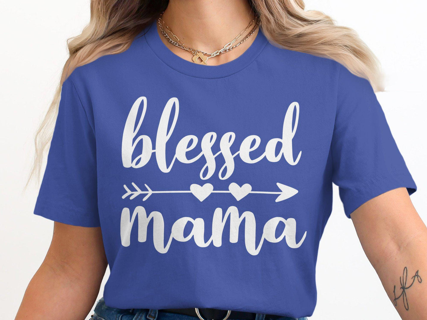 Blessed Mama T-Shirt, Gift for Mom, Mother's Day Shirt, Cute Mom T-Shirts, Mom Life Shirt, Mom Tee, Gift for New Mom, Heart T-Shirts