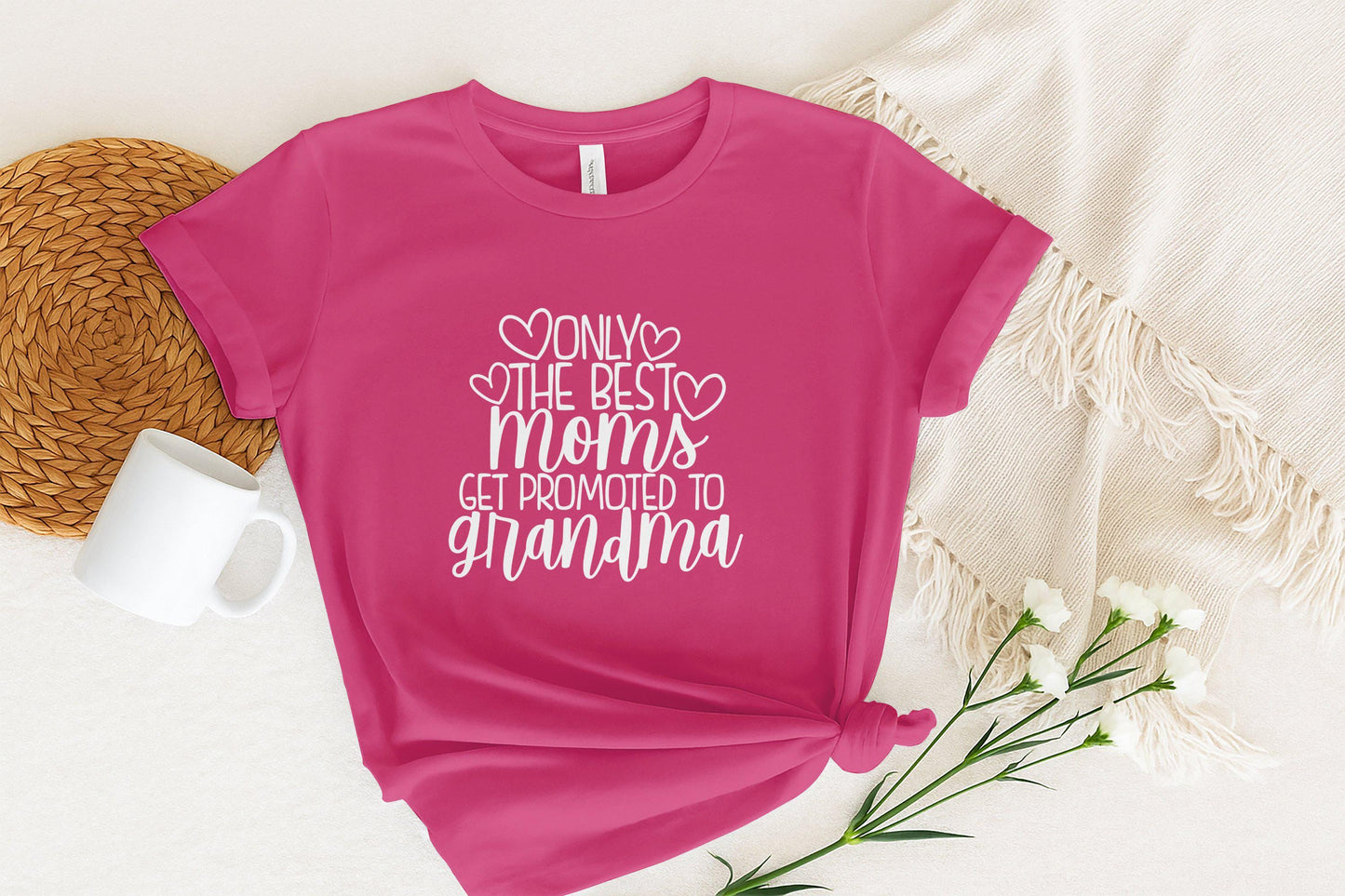 Gift for Mom, Promoted to Grandma T-Shirts, Best Moms Shirts, Grandma Gift, New Grandma Tee, Mom to Grandma, Heart Tees, Gift Idea