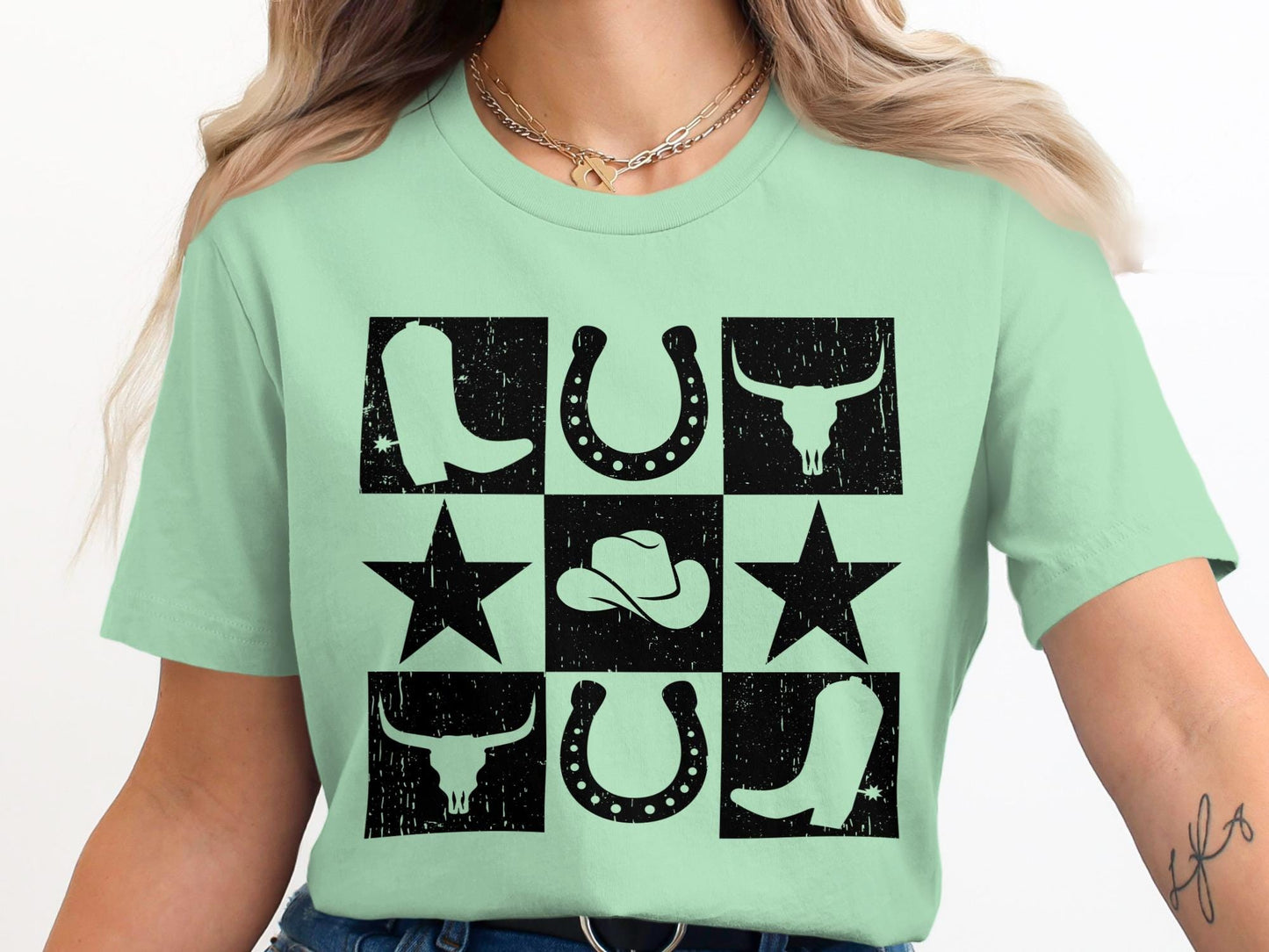 Western Graphic Tee, Cowboy Boots, Bull Skull, Rodeo Shirt
