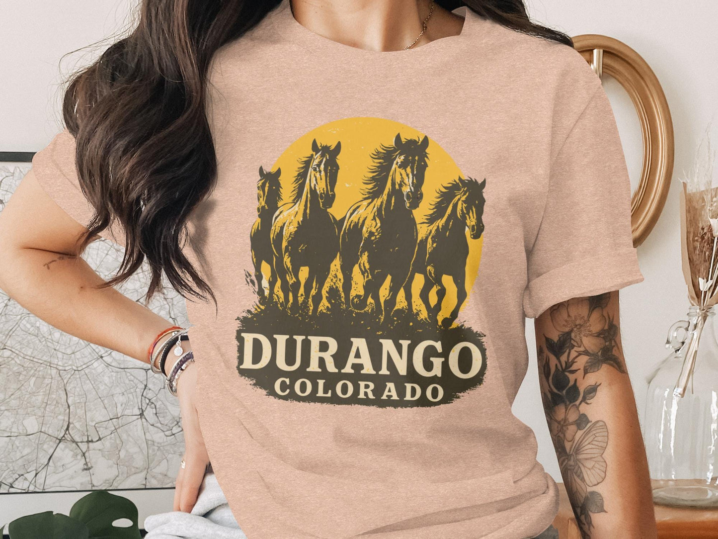 Durango Colorado Horses Graphic Tee, Wild West Unisex Shirt