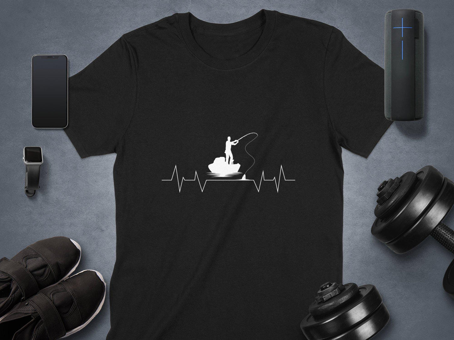 Fishing Heartbeat T-Shirt: Angler Bass Boat Design
