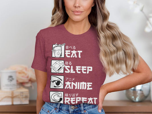 Eat Sleep Anime Repeat T-Shirt, Otaku Graphic Tee