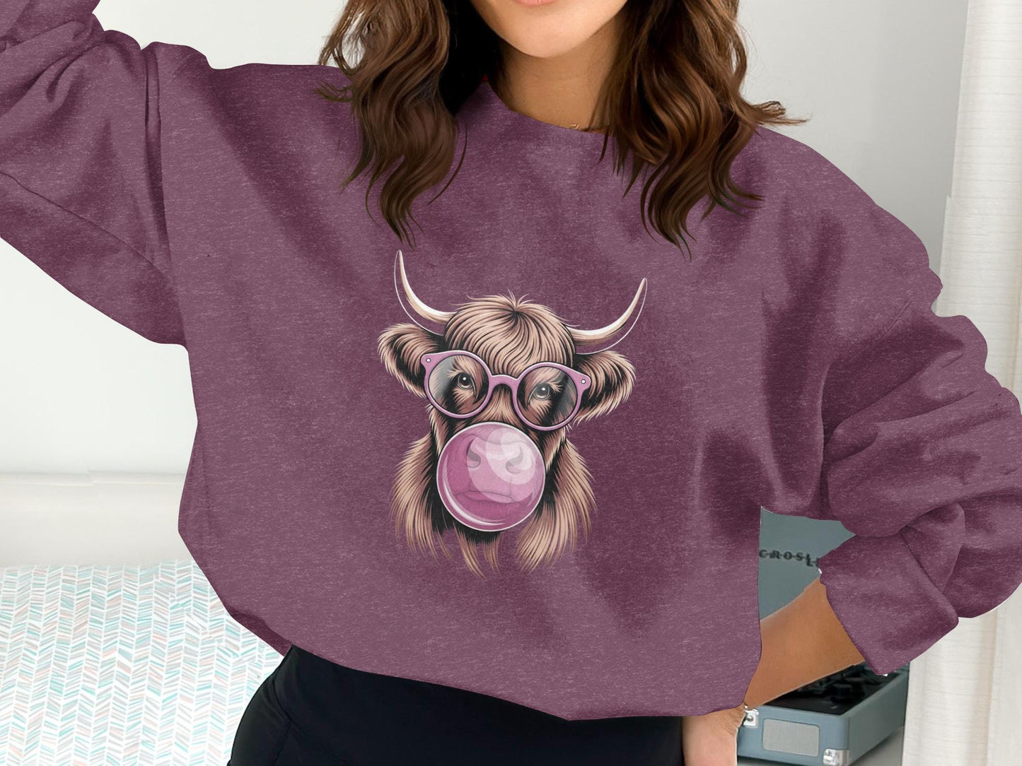 Highland Cow T-Shirt, Bubble Gum, Funny Animal Tee