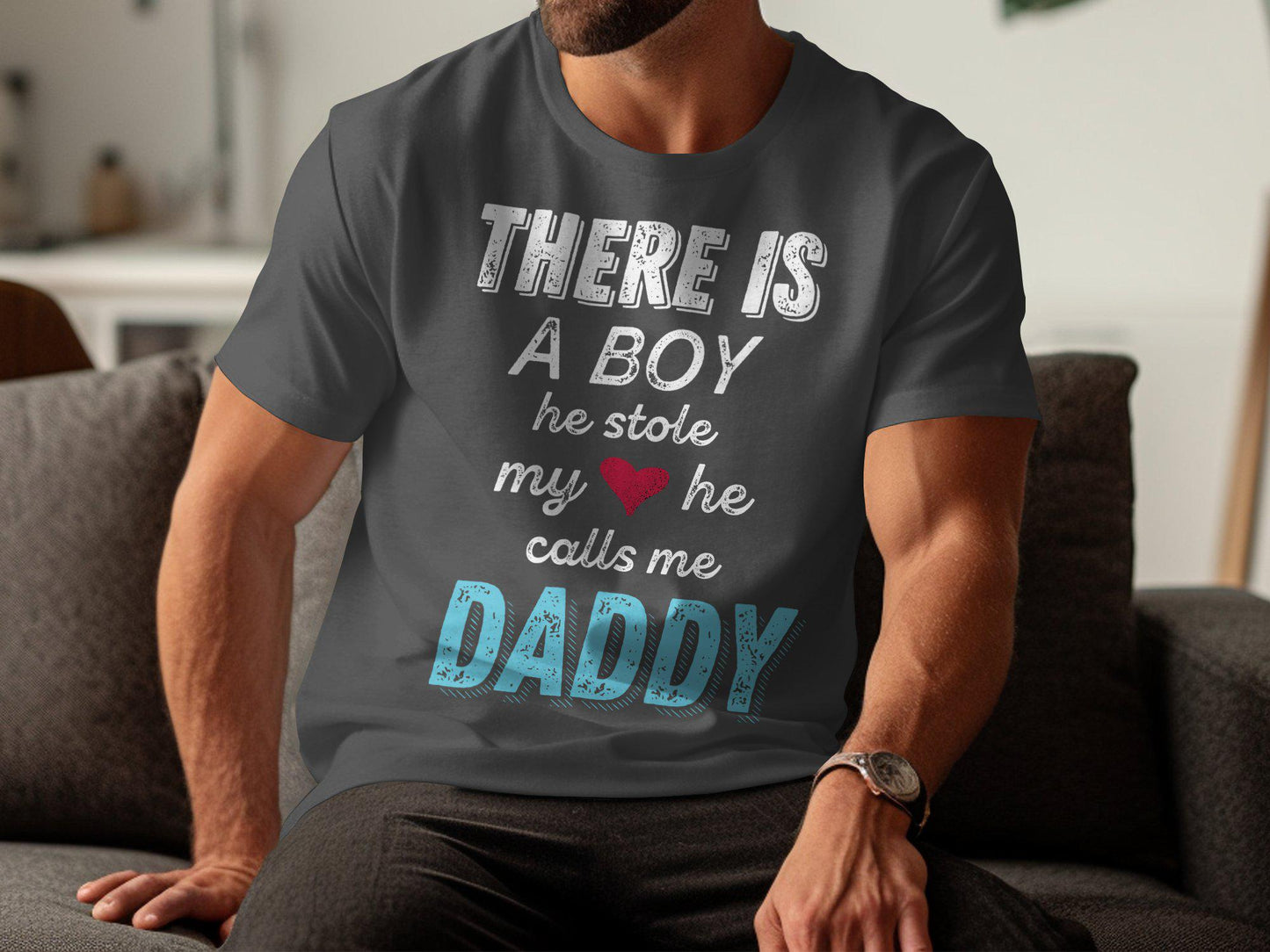 Father's Day T-Shirts, Gift for Dad, Boy Stole My Heart, Daddy T-Shirts, Dad T-Shirts, Cute Dad T-Shirts