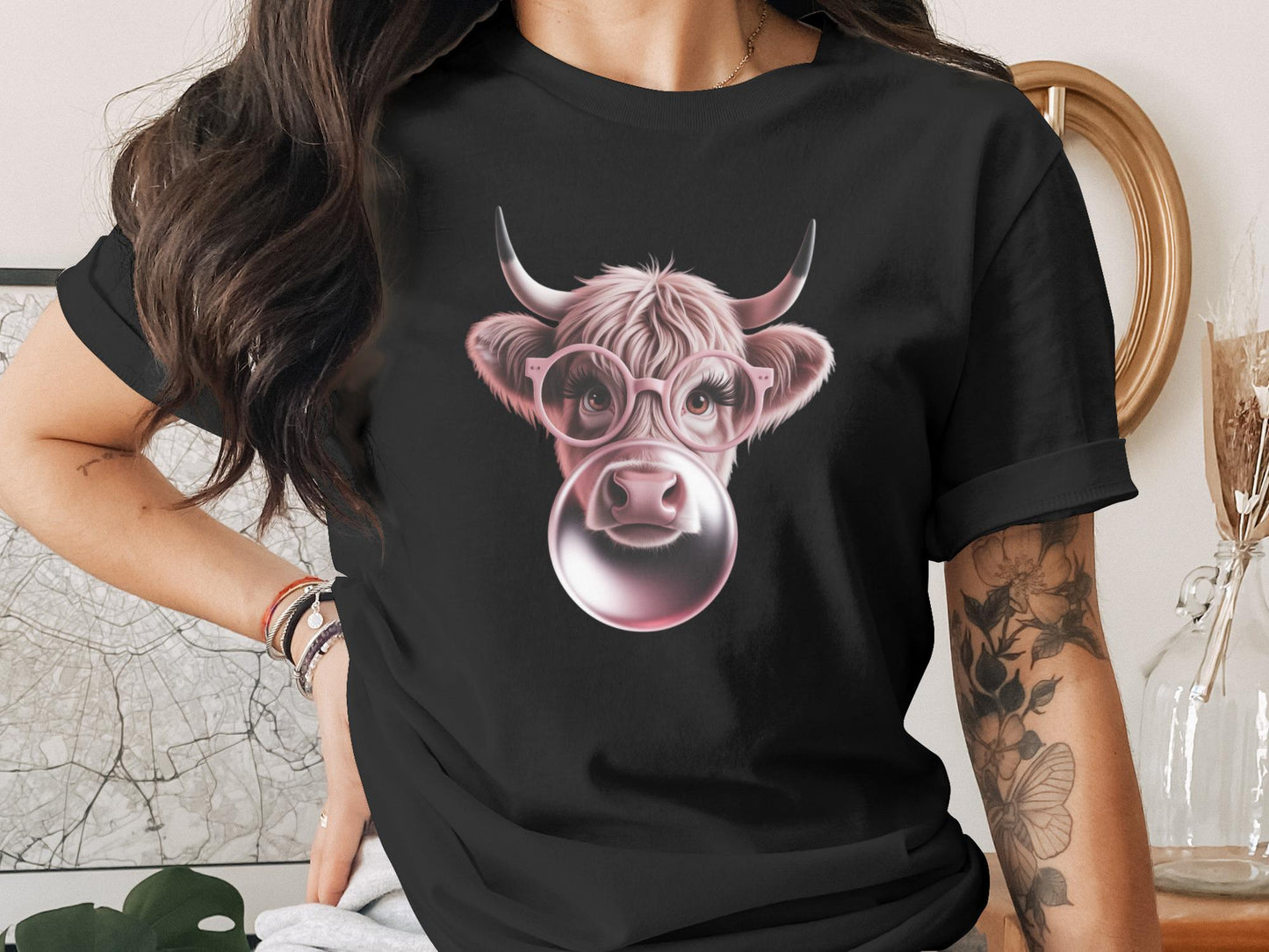 Bubble Gum Cow T-Shirt, Funny Animal Graphic Tee