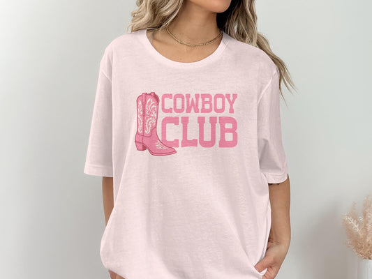 Pink Cowboy Club T-Shirt, Rodeo Western Graphic Tee
