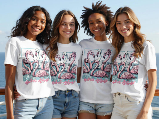 Flamingo Graphic Tee: Girls Night Out Beach Shirt, Artistic Bird Design