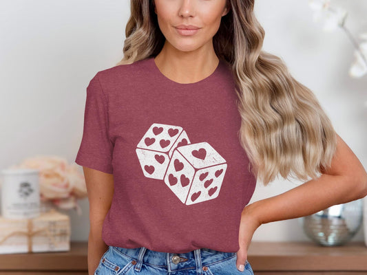 Heart Dice Graphic T-Shirt, Valentine's Day Gift