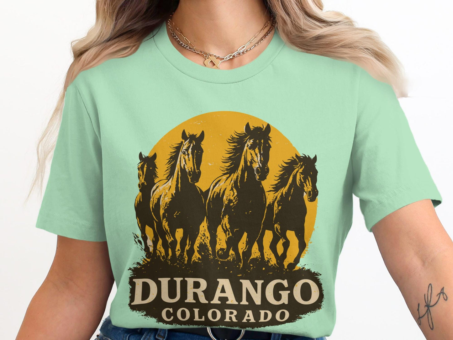 Durango Colorado Horses Graphic Tee, Wild West Unisex Shirt