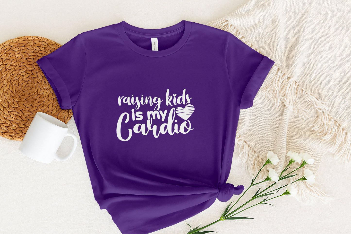 Raising Kids is My Cardio T-Shirts, Mom Life T-Shirts, Gift for Mom, Mothers Day, Mama Bear T-Shirts, New Mom Gift, Mom Cardio T-Shirts