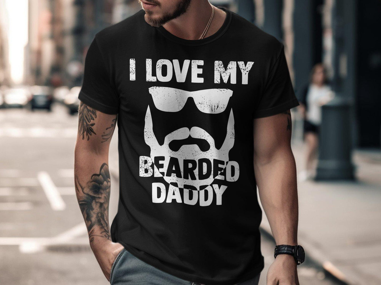 Bearded Daddy T-Shirts, I Love My Bearded Daddy, Gift for Dad, Fathers Day T-Shirts, Cool Dad Tee, Funny Dad Shirt, Dad with Beard